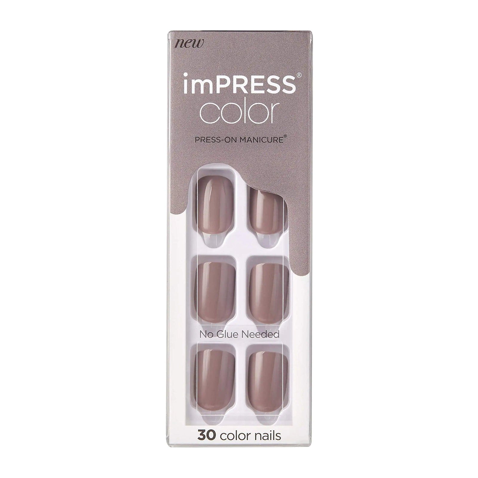 KISS imPRESS No Glue Mani Press On Nails, Color, 'Taupe Prize', Nude, Short Size, Squoval Shape, Includes 30 Nails, Prep Pad, Instructions Sheet, 1 Manicure Stick, 1 Mini File Taupe Prize - Evallys.com # #