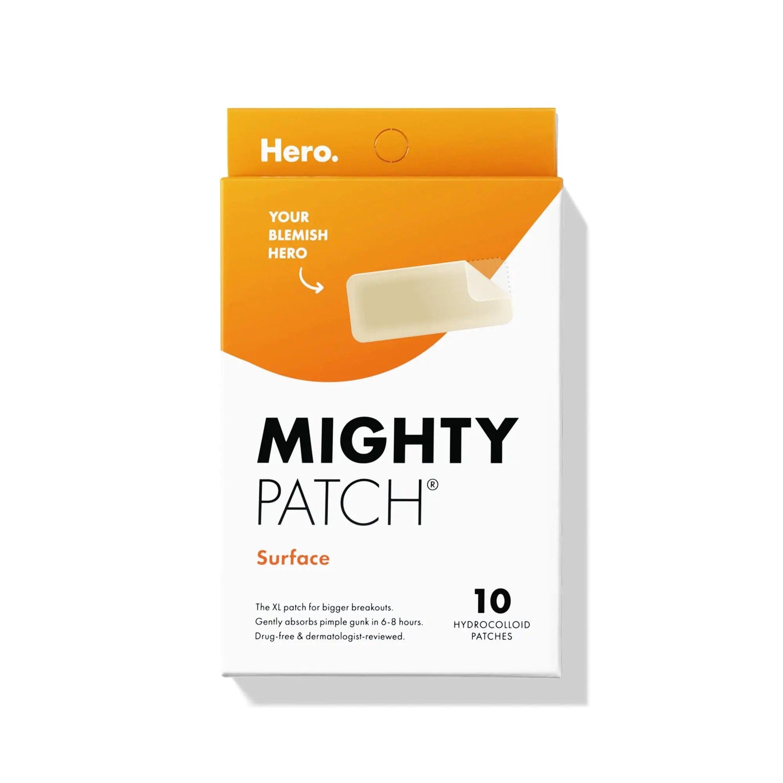 Mighty Patch Surface from Hero Cosmetics - Hydrocolloid Spot Patch for Body, Cheek, Forehead, and Chin, Vegan-friendly (10 Count) 10 Count (Pack of 1) - Evallys.com # #