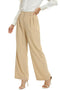 Women Office Wide High Waist Pants Loose Fit Elastic Waist Pleated Front Trousers for Work Casual Small Apricot (Stripe) - Evallys.com # #