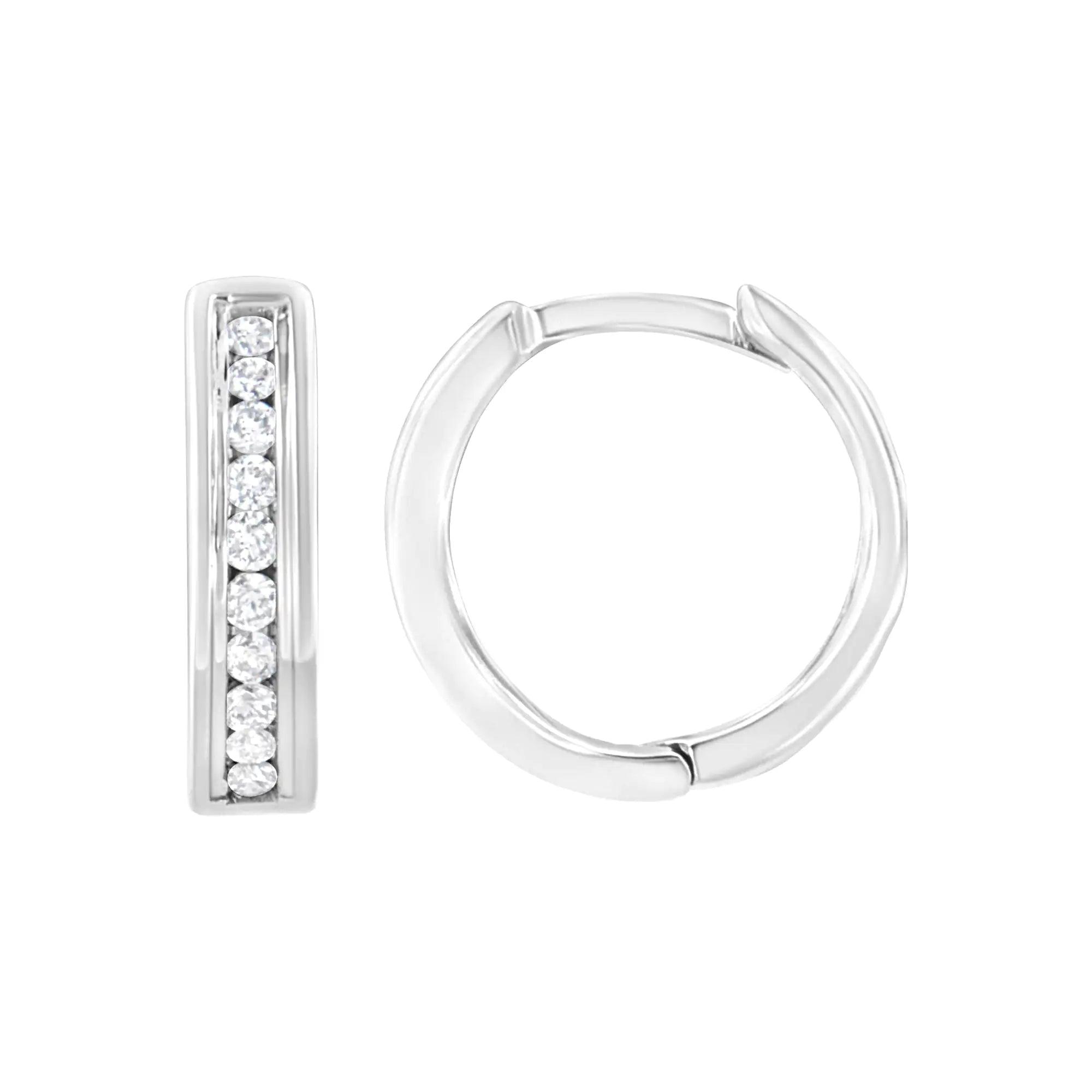 .925 Sterling Silver 1/4 cttw Lab Grown Diamond Huggy Earring (F-G Color, VS2-SI1 Clarity) - Evallys.com # #