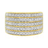 14K Yellow Gold Plated .925 Sterling Silver Diamond Multi-Row Band Ring (1 1/10 Cttw, J-K Color, I1-I2 Clarity) - Evallys.com # #