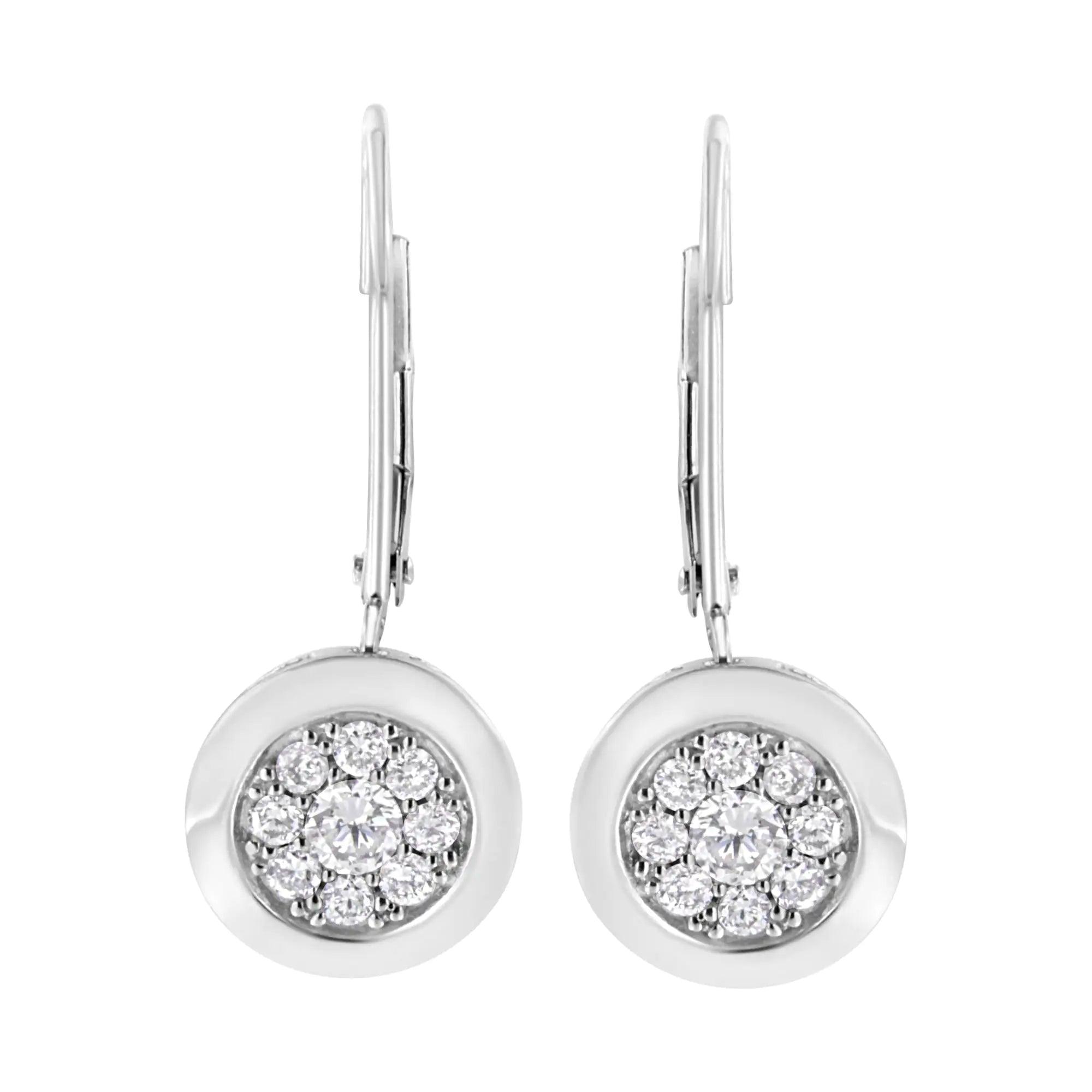 .925 Sterling Silver 3/4 cttw Lab Grown Diamond Cluster Dangle Earring (F-G Color, VS2-SI1 Clarity) - Evallys.com # #