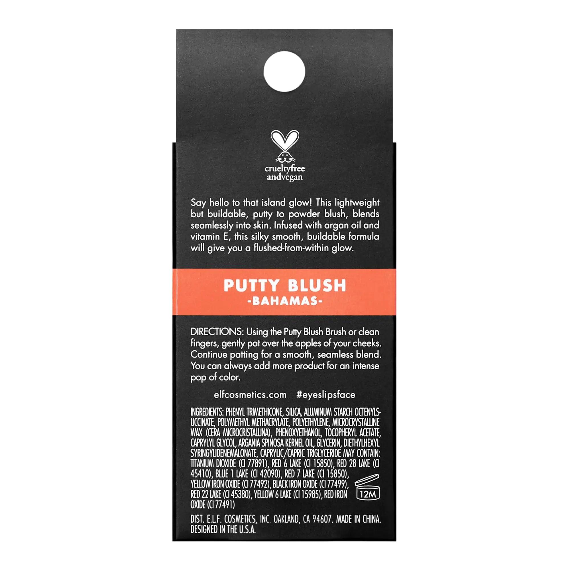 e.l.f. Putty Blush, Creamy & Ultra Pigmented Formula, Infused with Argan Oil & Vitamin E, Bahamas, 0.35 Oz (10g) 0.35 Ounce (Pack of 1) - Evallys.com # #