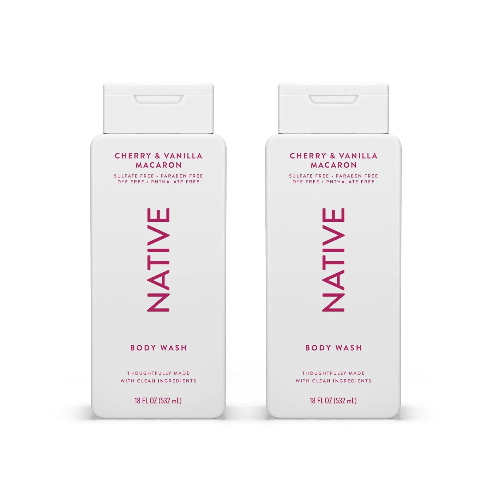 Native Body Wash Contains Naturally Derived Ingredients | For Women & Men, Sulfate, Paraben, & Dye Free Leaving Skin Soft and Hydrating |Cherry & Vanilla Macaroon 18 oz - 2 Pk Cherry & Vanilla Macaroon - Evallys.com # #