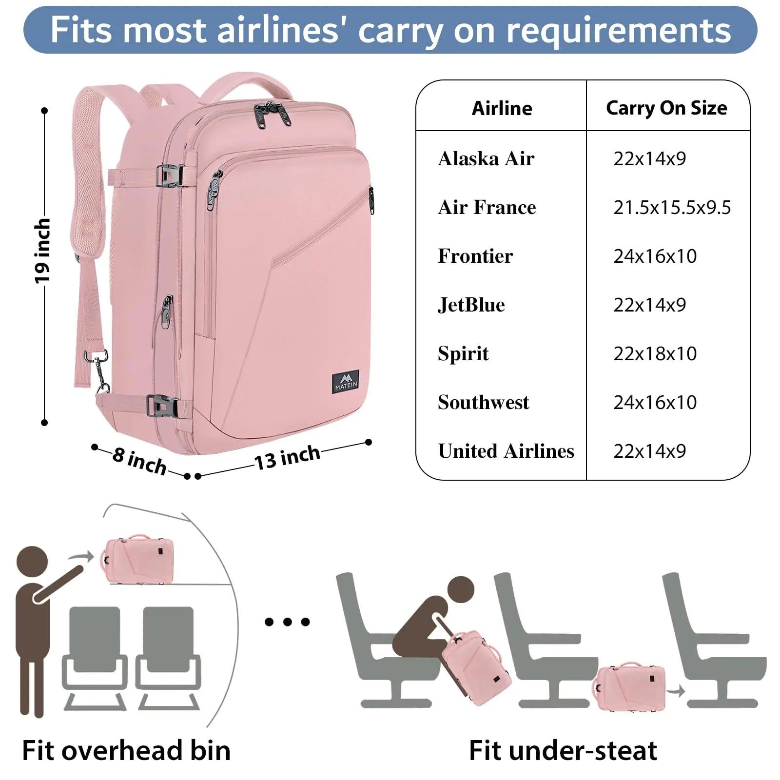 MATEIN Pink Travel Backpack for Women, Large Backpack Airline Approved, Expandable Carry on Backpacks, 35L Convertible Suitcase, Weekender Back Pack for Hiking Sport Gym, Gift for Traveler X-Large - Evallys.com # #