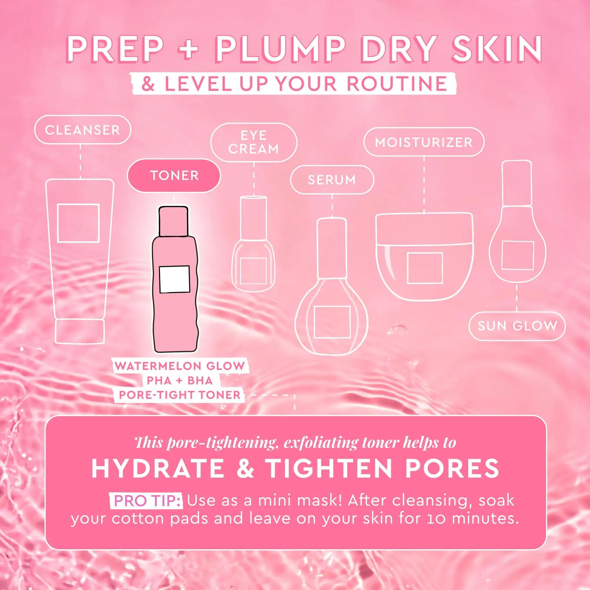 Glow Recipe PHA + BHA Face Toner - Korean Skin Care Toner, Pore Minimizer & Facial Exfoliator for Glass Skin - Tightening & Hydrating Skincare with Hyaluronic Acid & Watermelon (150ml) 5 Fl Oz (Pack of 1) Full Size - Evallys.com # #