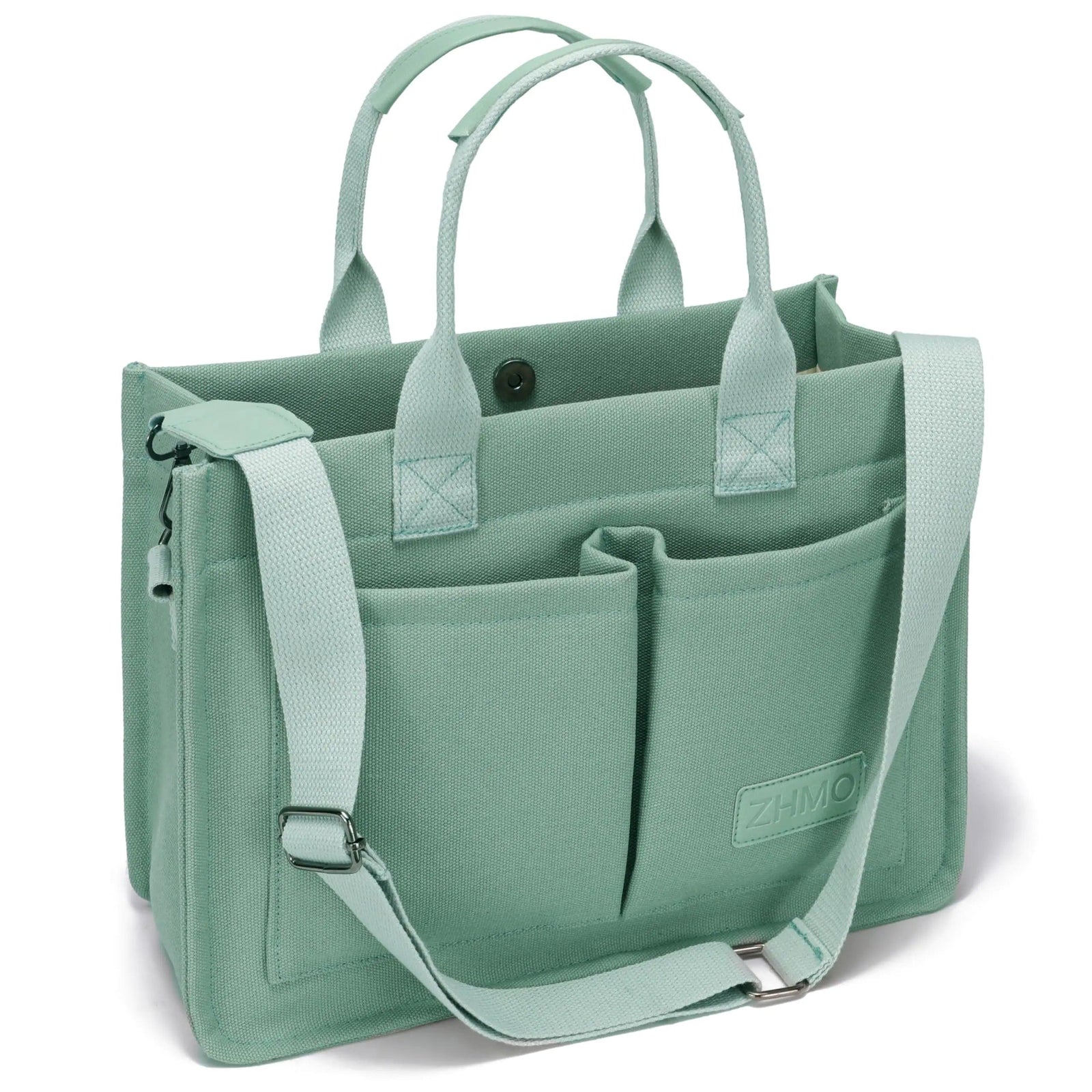 Large Canvas Tote Bag for Women With Pockets,Laptop Crossbody Purses Everything Everyday Bag Handbags for Work Beach Gym Canvs Brisk Green - Evallys.com # #