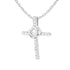 .925 Sterling Silver 1/4 cttw Lab Grown Diamond Cross Pendant Necklace (F-G Color, VS2-SI1 Clarity) - Evallys.com # #