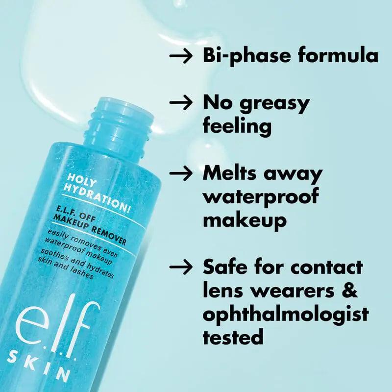 e.l.f. SKIN Holy Hydration Off Makeup Remover, Liquid Makeup Remover For Eye, Lip & Face Makeup, Gentle Formula, Vegan & Cruelty-free Unscented 4.3 Fl Oz (Pack of 1) - Evallys.com # #