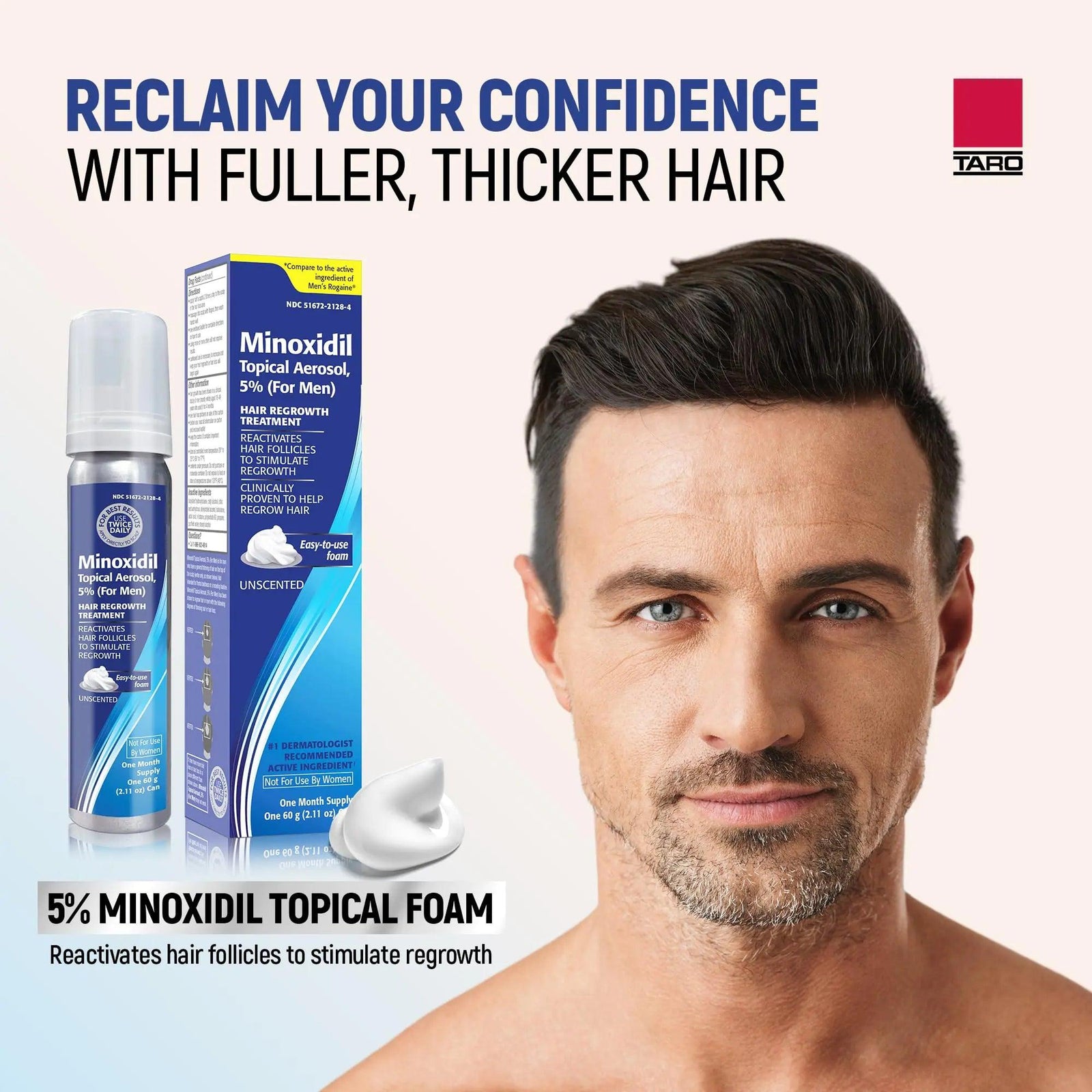Taro Minoxidil Topical Aerosol Foam, 5%, Hair Regrowth Treatment for Men, 2.11 oz 2.11 Ounce (Pack of 1) - Evallys.com # #