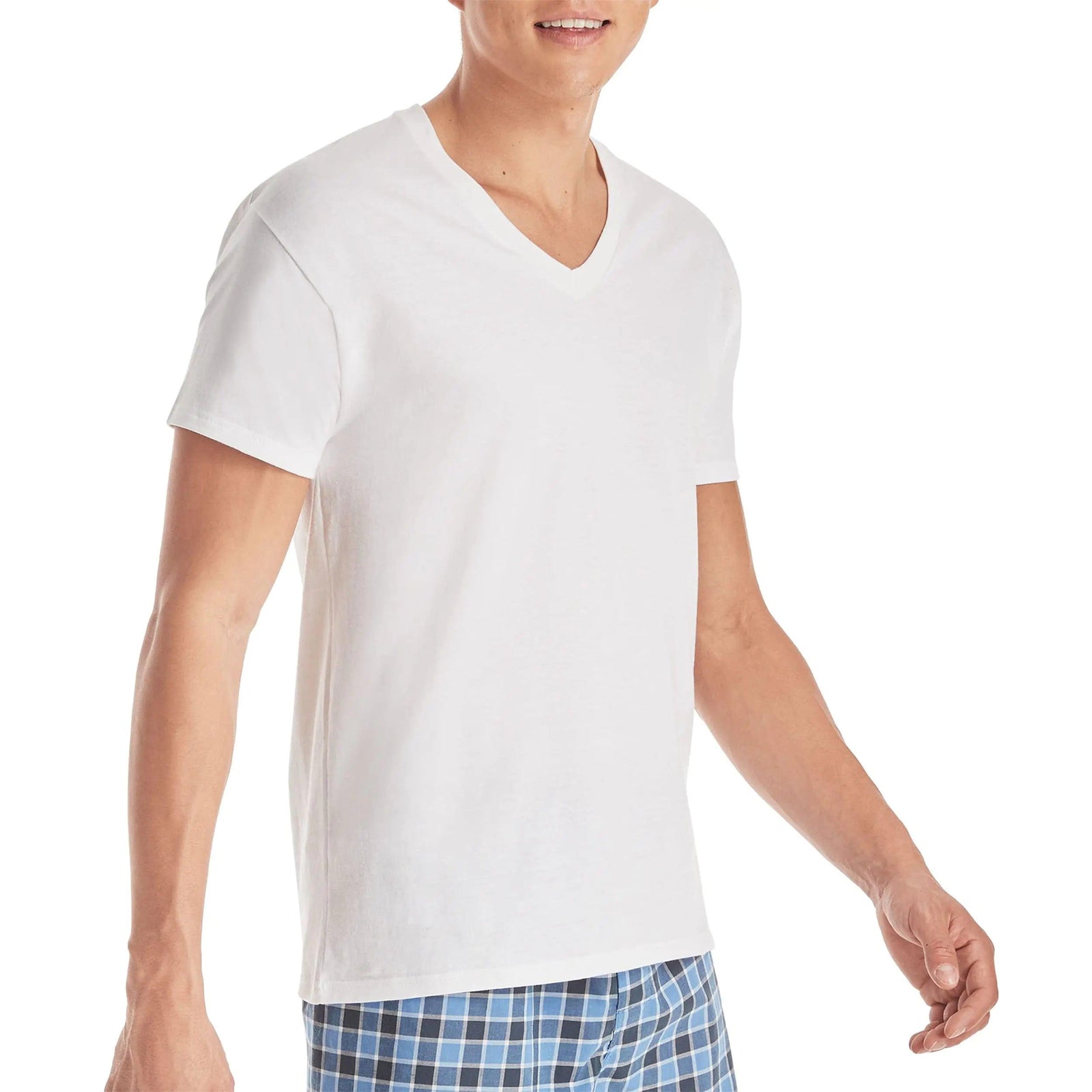 Hanes Men's 3-Pack Tagless Cotton V-Neck Undershirts X-Large White - 6 Pack - Evallys.com # #