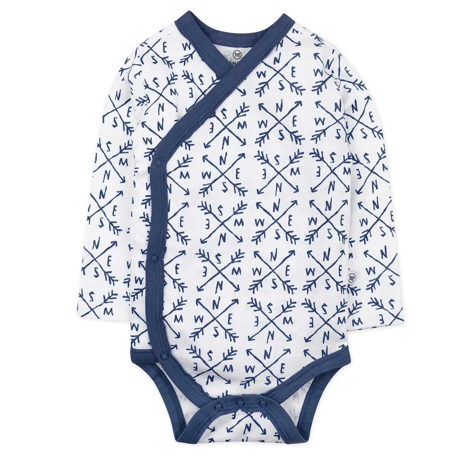 HonestBaby unisex-baby 3-pack Long Sleeve Side-snap Kimono Bodysuits Organic Cotton for Infant Baby Boys, Girls, Unisex 3-6 Months Compass Blue - Evallys.com # #