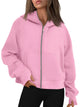 AUTOMET Womens Zip Up Hoodies Fleece Jackets Oversized Sweatshirts Fall Fashion Outfits 2024 Sweaters Winter Clothes Pink X-Small - Evallys.com