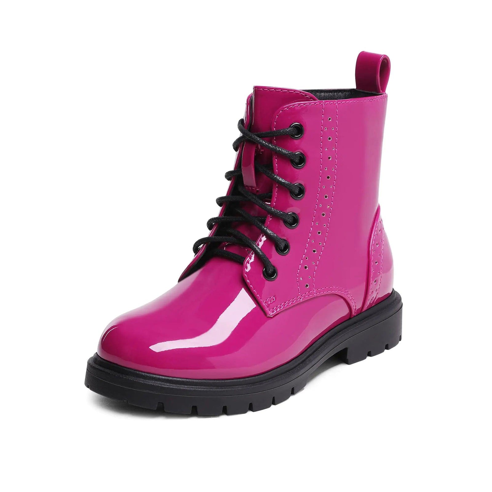 DREAM PAIRS Boys Girls Side Zipper Combat Ankle Boots(Toddler/Little Kid 12 Little Kid Rose/Red - Evallys.com # #