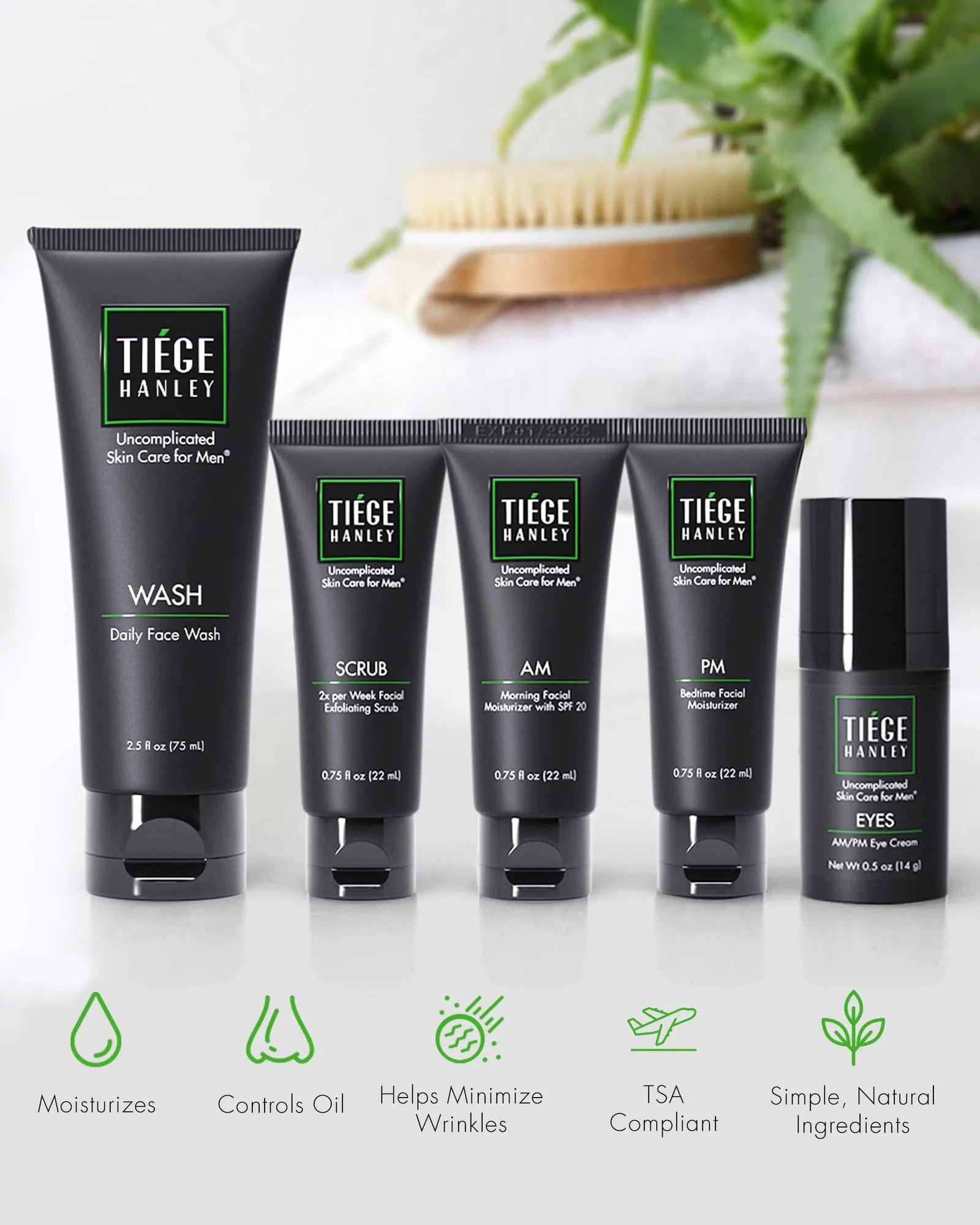 Tiege Hanley Mens Skin Care Set, Advanced Skin Care Routine for Men (System Level 2) - Face Wash Kit for Fines Lines - Men's Skincare Set Includes Face Wash, Facial Scrub, Moisturizer, & Eye Cream 5 Piece Set - Evallys.com # #