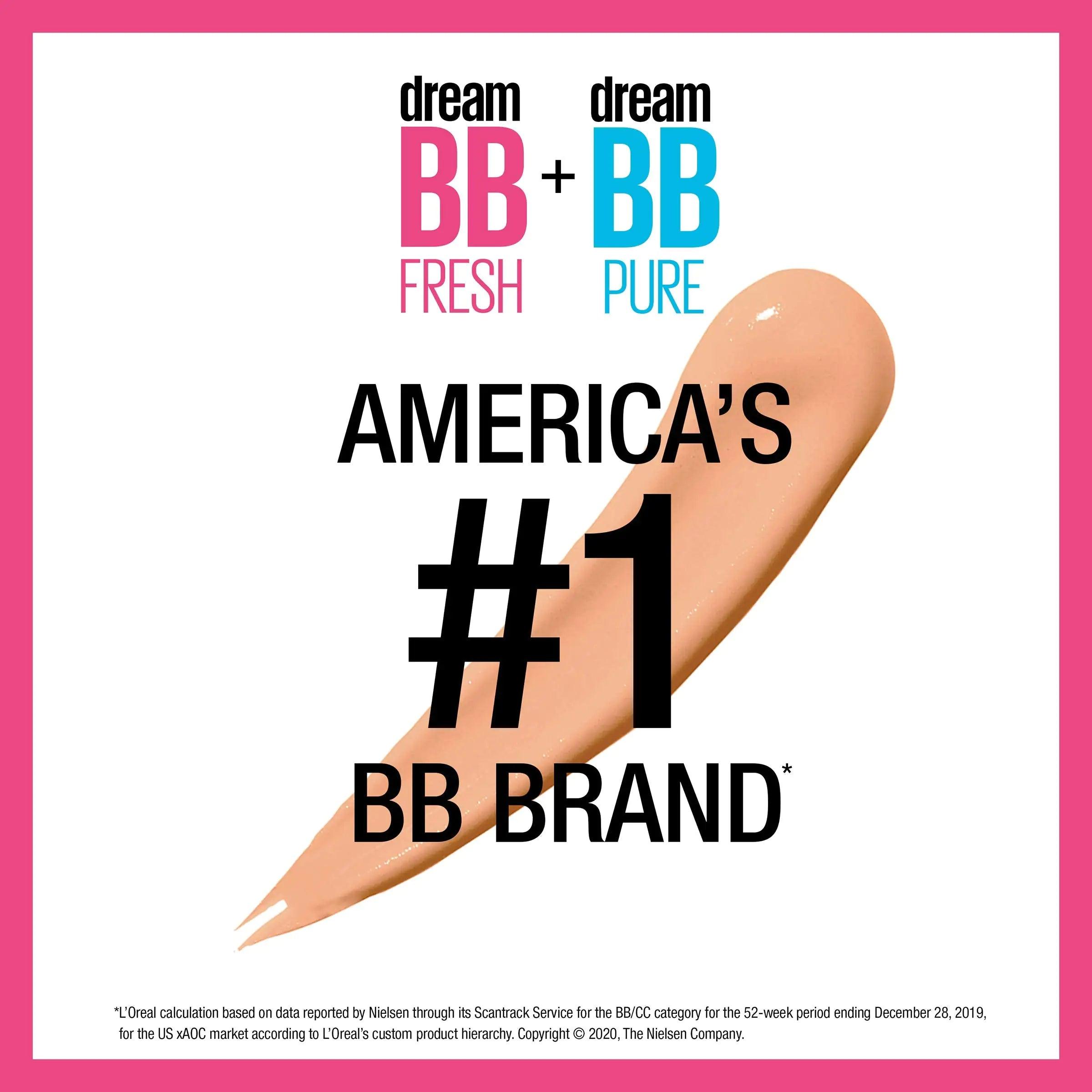 Maybelline Dream Fresh Skin Hydrating BB cream, 8-in-1 Skin Perfecting Beauty Balm with Broad Spectrum SPF 30, Sheer Tint Coverage, Oil-Free, Light, 1 Fl Oz 1 Fl Oz (Pack of 1) 100 LIGHT - Evallys.com # #