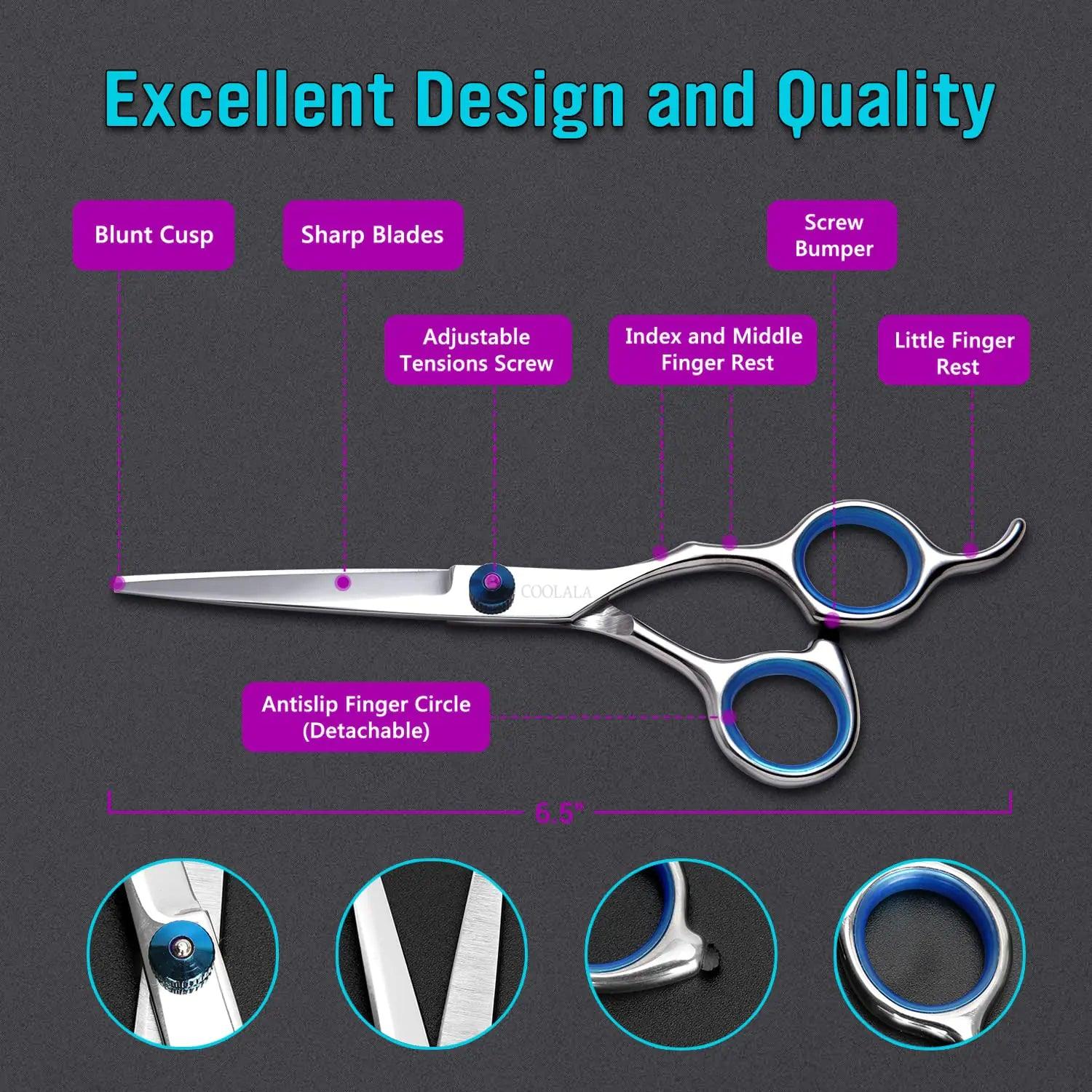 Stainless Steel Hair Cutting Scissors 6.5 Inch Hairdressing Razor Shears Professional Salon Barber Haircut Scissors, One Comb Included, Home Use for Man Woman Adults Kids Babies - Evallys.com # #