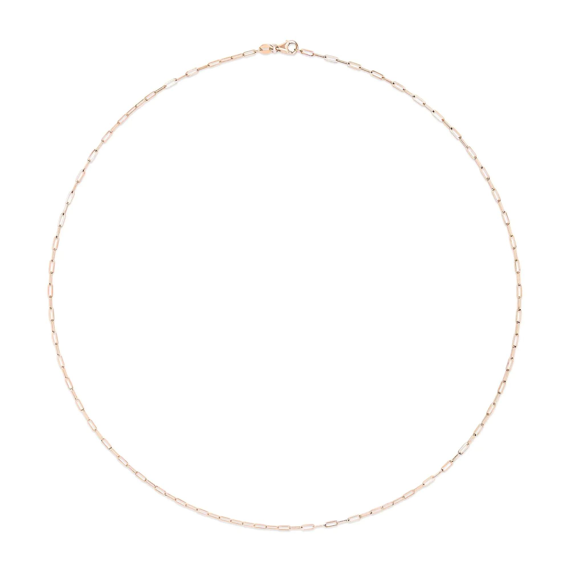 Unisex Solid 14K Gold 1.5mm Paperclip Chain Necklace - Choice of Length and Metal Color - Evallys.com