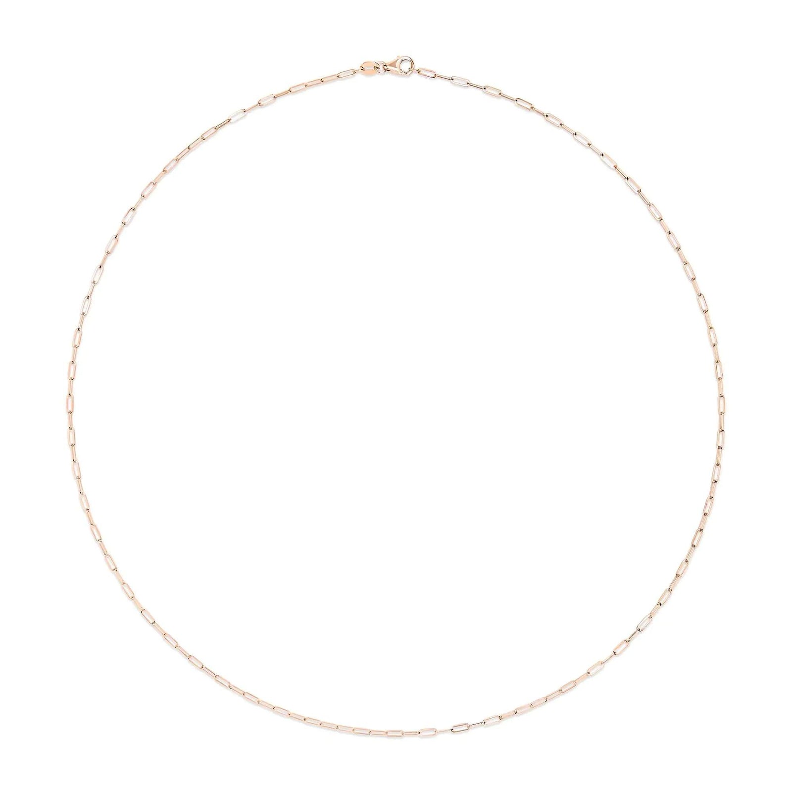 Unisex Solid 14K Gold 1.5mm Paperclip Chain Necklace - Choice of Length and Metal Color - Evallys.com