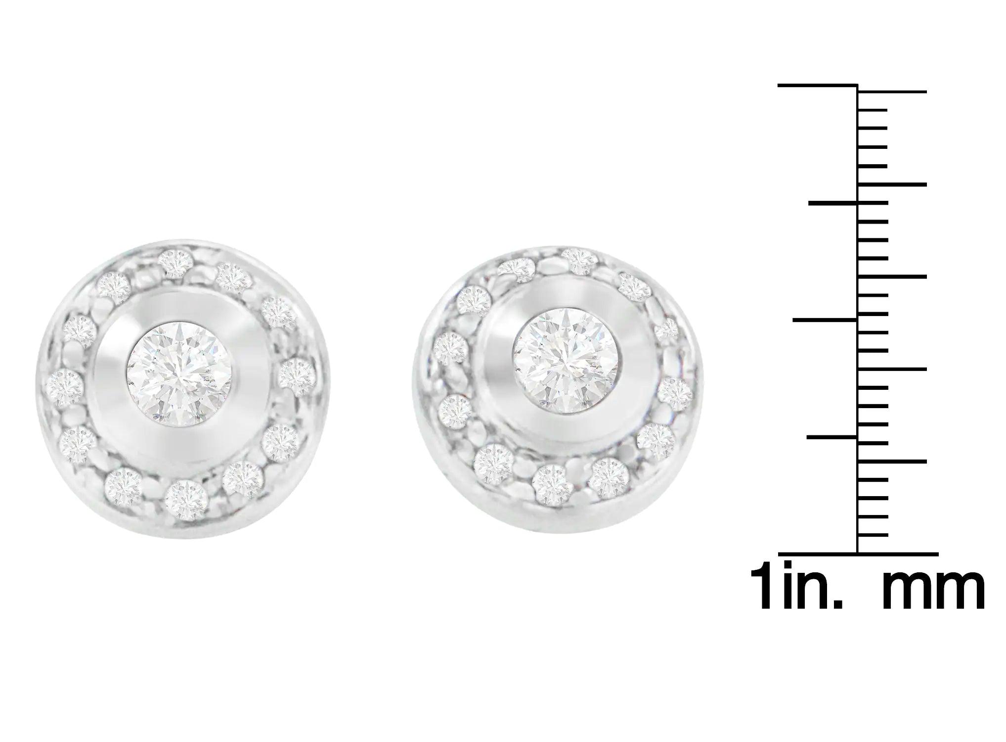 14K White Gold 1/3 cttw Round Cut Diamond Earrings (H-I, SI2-I1) - Evallys.com # #