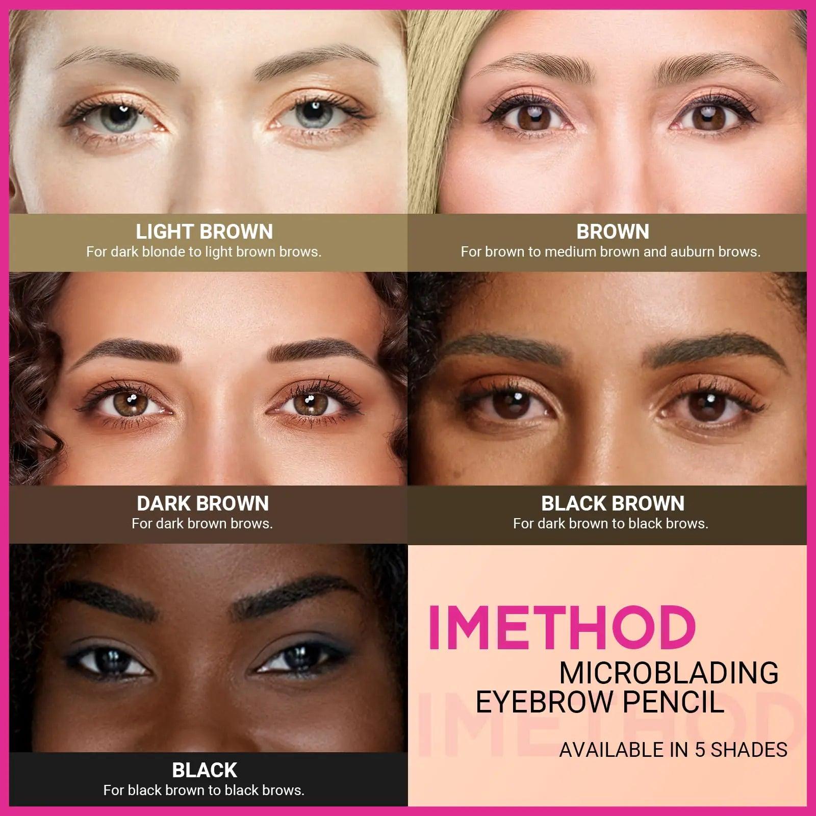 iMethod Microblading Eyebrow Pencil - Brow Pencil 2-in-1 Dual-Ended Eyebrow Pen with 3-Prong Micro-Fork-Tip Applicator and Precise Brush-Tip Create Natural-Looking Brows, Stay on All Day, Light Brown 01 Light Brown - Evallys.com # #