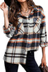 Beaully Women's Flannel Plaid Shacket Long Sleeve Button Down Shirts Jacket Coats with Side Pockets Orange X-Large - Evallys.com # #