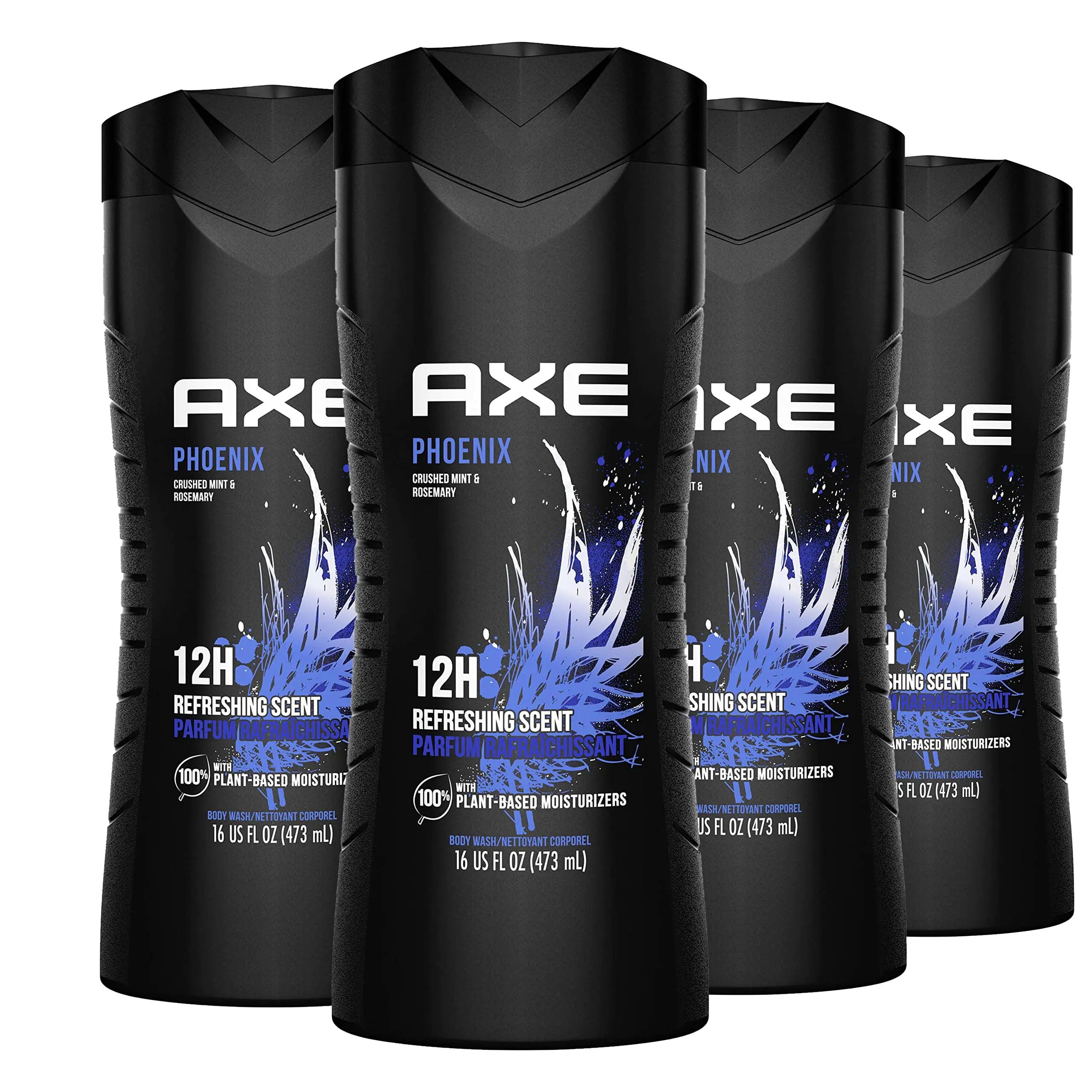 AXE Body Wash Phoenix 12h Refreshing Scent Crushed Mint & Rosemary 4 count Men's Body Wash with 100% Plant-Based Moisturizers 16 oz ocean sport 16 Fl Oz (Pack of 4) - Evallys.com # #