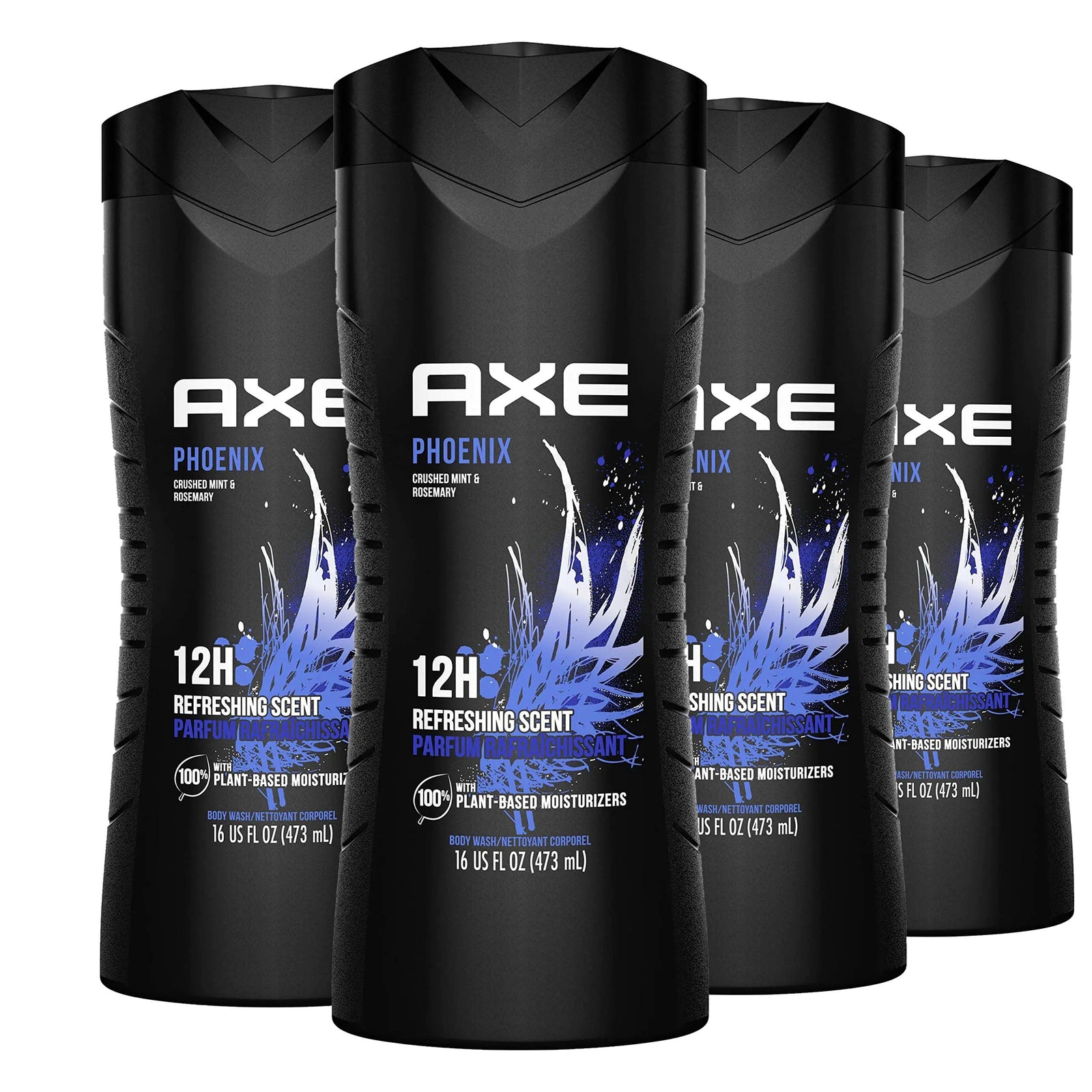 AXE Body Wash Phoenix 12h Refreshing Scent Crushed Mint & Rosemary 4 count Men's Body Wash with 100% Plant-Based Moisturizers 16 oz ocean sport 16 Fl Oz (Pack of 4) - Evallys.com # #