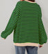 Women Oversized Striped Color Block Long Sleeve Crew Neck Sweatshirt Casual Loose Pullover Y2K Shirt Top Medium Grey Green - Evallys.com # #