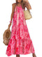Dokotoo Women Summer Dresses 2024 Spaghetti Strap Scoop Neck Smocked Ruffle Flowy Boho Maxi Dress Small Rose - Evallys.com