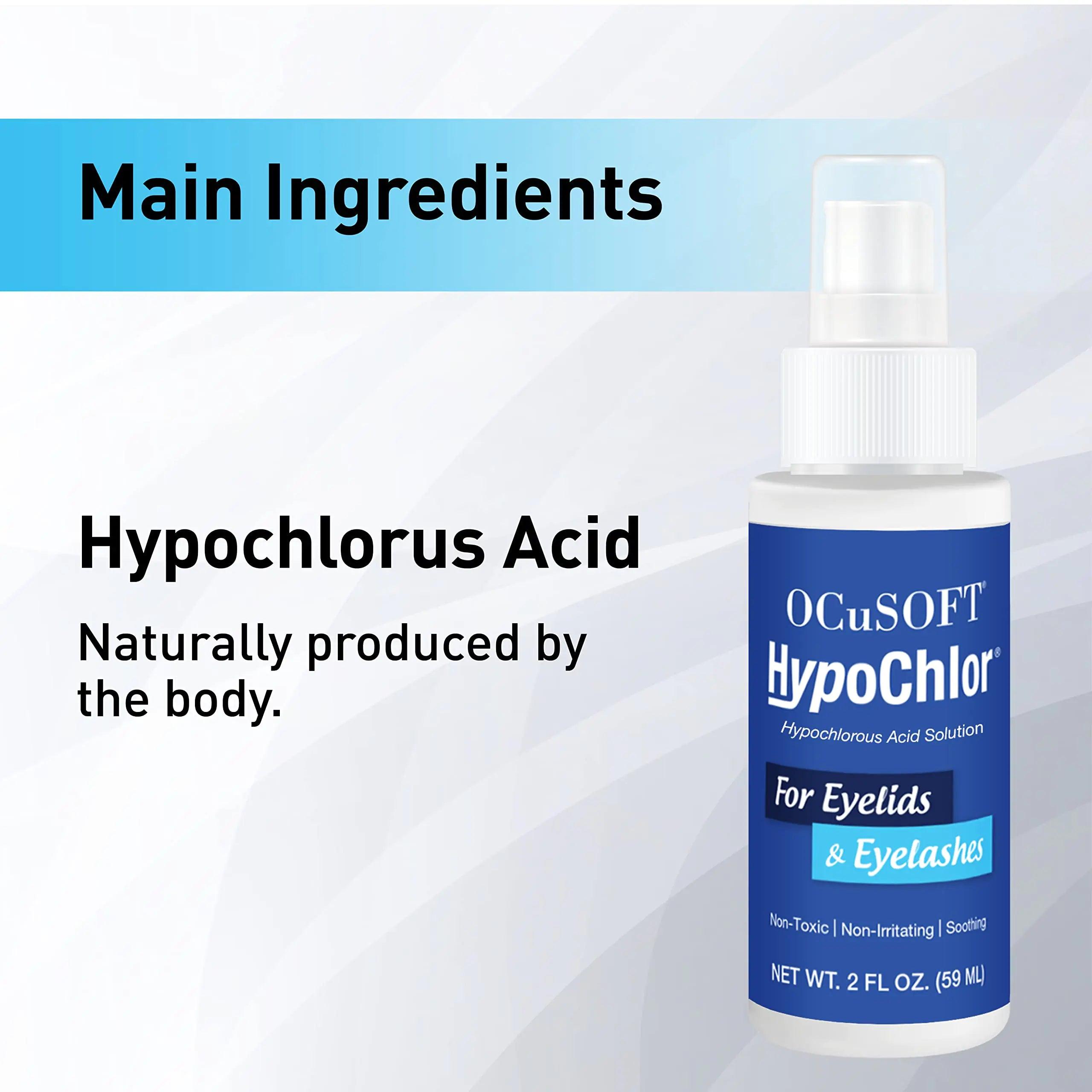 OCuSOFT HypoChlor Spray - Non-Irritating Hypochlorous Acid Spray & Eyelid Cleanser Solution to Remove Oil & Debris- 2 fl oz - Evallys.com # #