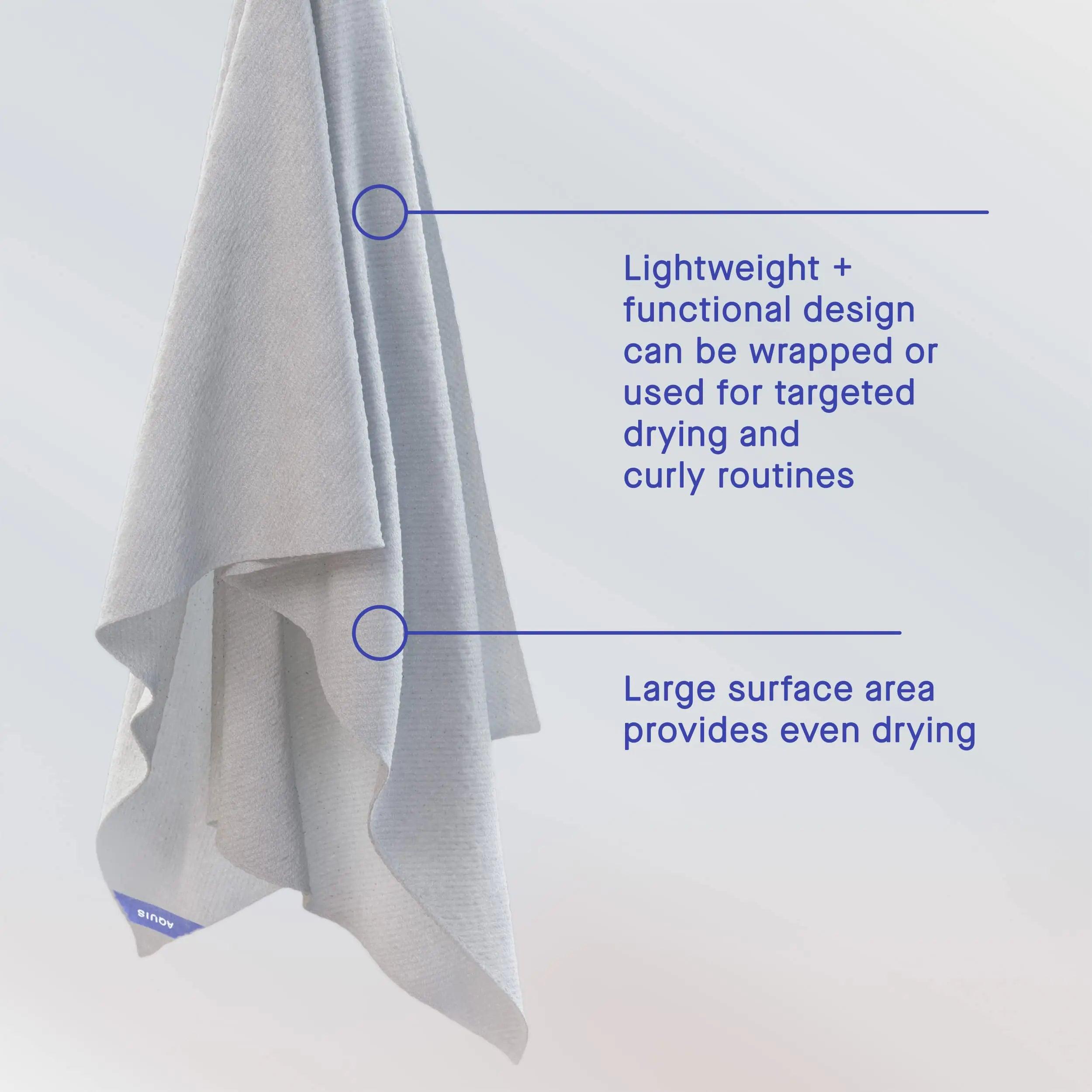 AQUIS Towel Hair-Drying Tool, Water-Wicking, Ultra-Absorbent Recycled Microfiber Storm - Evallys.com # #