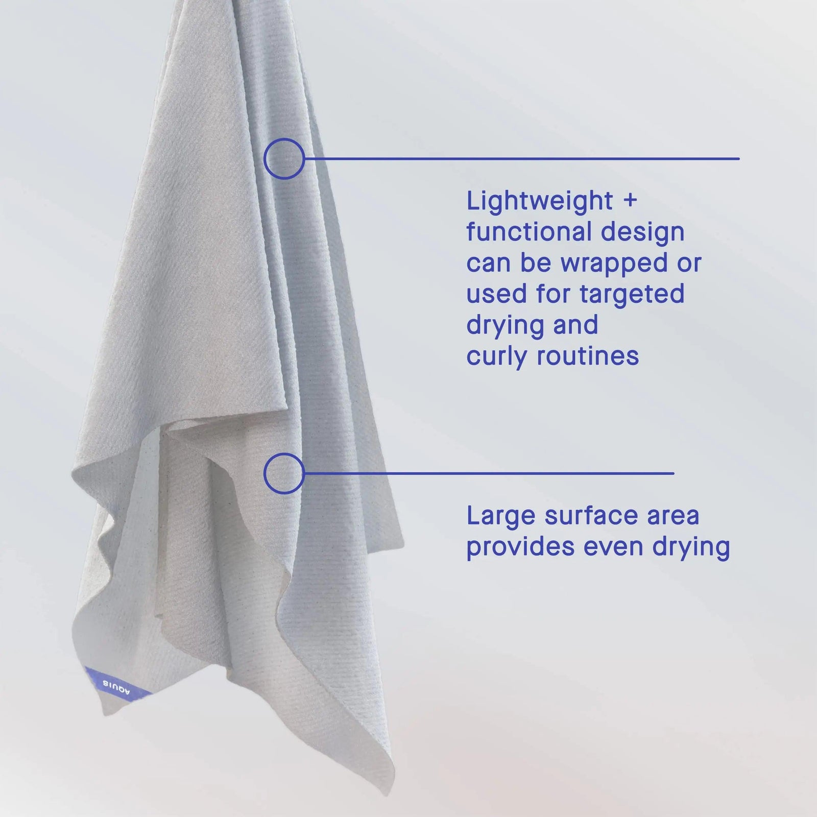 AQUIS Towel Hair-Drying Tool, Water-Wicking, Ultra-Absorbent Recycled Microfiber Storm - Evallys.com # #