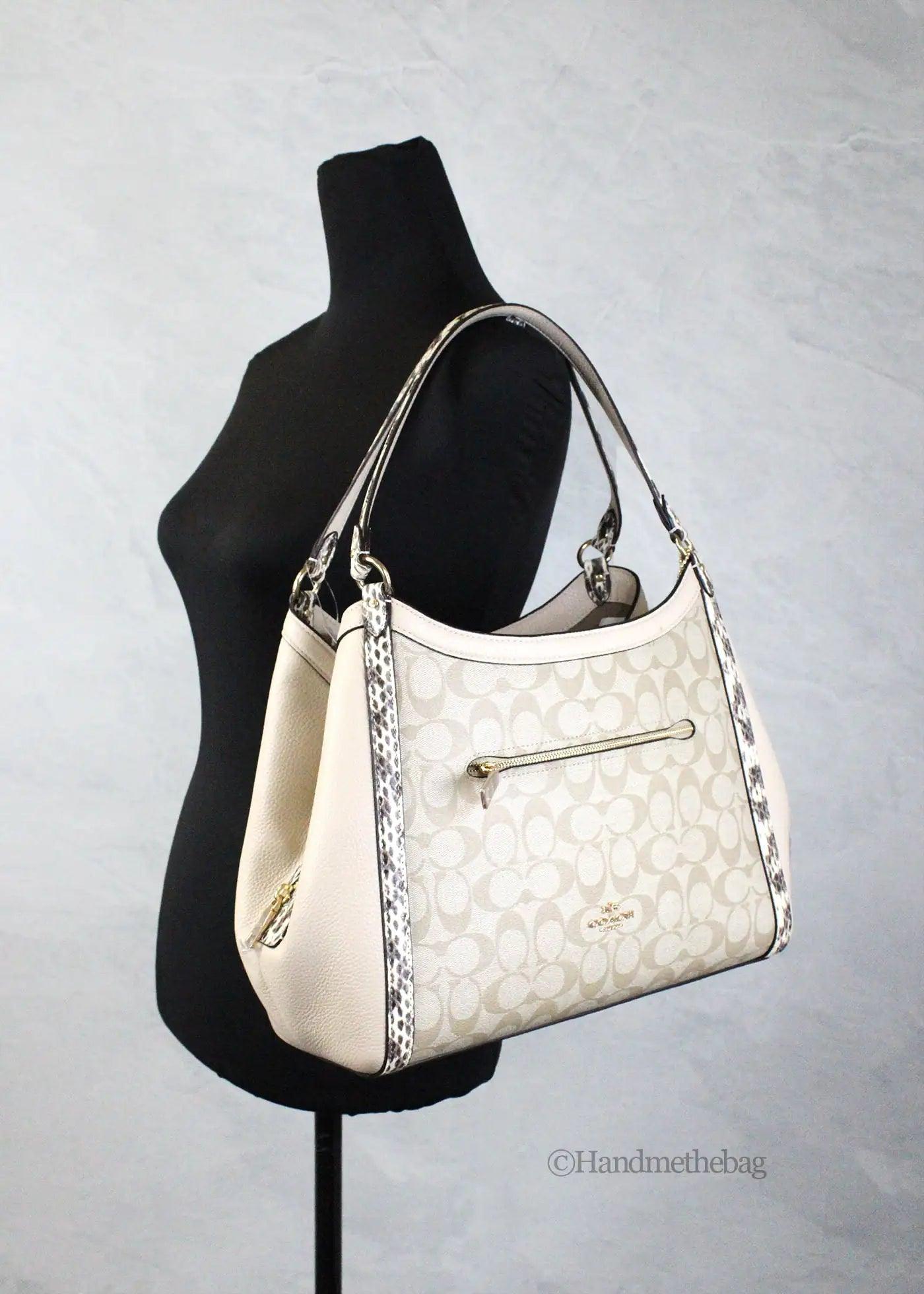 Coach Kristy Snakeskin Leather Triple Compartment Shoulder Bag - Evallys.com # #