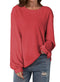 SHEWIN Women's Casual Long Sleeve Shirts Cute Crewneck Basic Loose Fit Tunic Tops X-Large Racing Red - Evallys.com # #