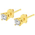 AGS Certified 1/2 Cttw Princess-Cut Square Diamond 4-Prong Solitaire Stud Earrings in 14K Yellow Gold (N-O Color, VS1-VS2 Clarity) - Evallys.com # #