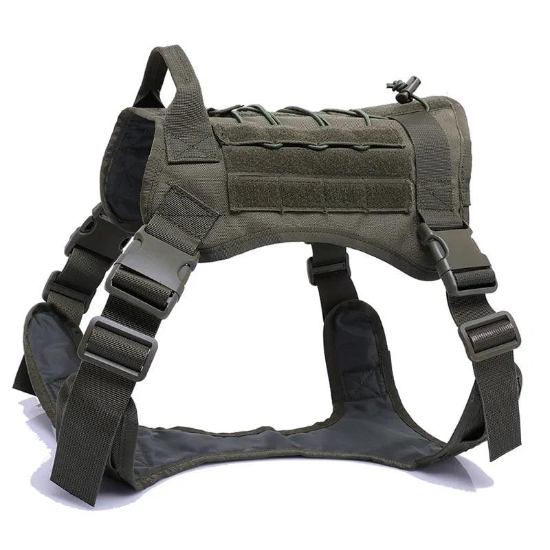 Nylon Tactical Dog Harness with Handle & Bungee Leash for Large Dogs - Evallys.com # #