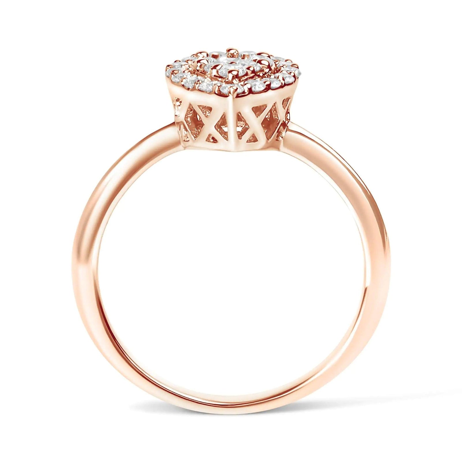 10K Rose Gold 3/8 Cttw Round-Cut Diamond Pear Promise Ring (I-J Color, I2-I3 Clarity) - Evallys.com # #