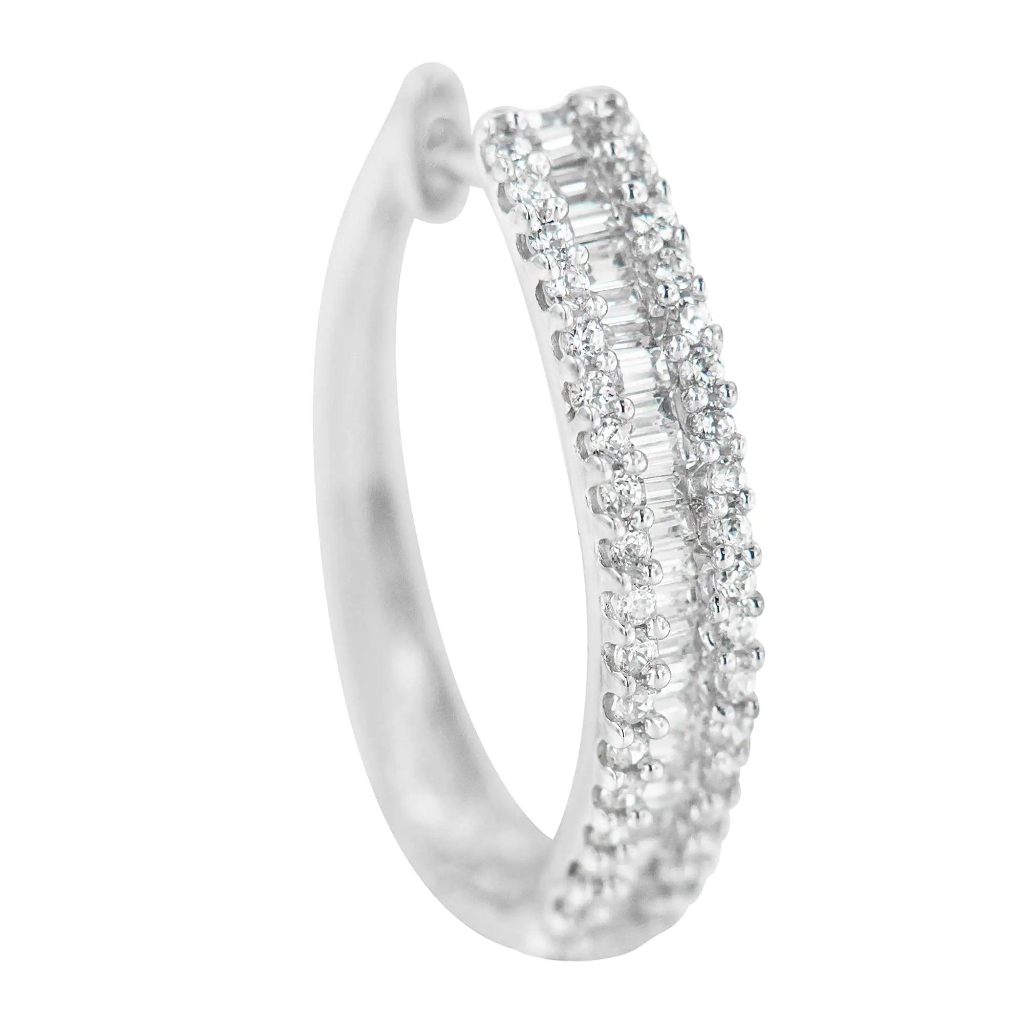 10K White Gold Diamond Hoop Earrings (3/4 cttw, I-J Color, I2-I3 Clarity) - Evallys.com # #