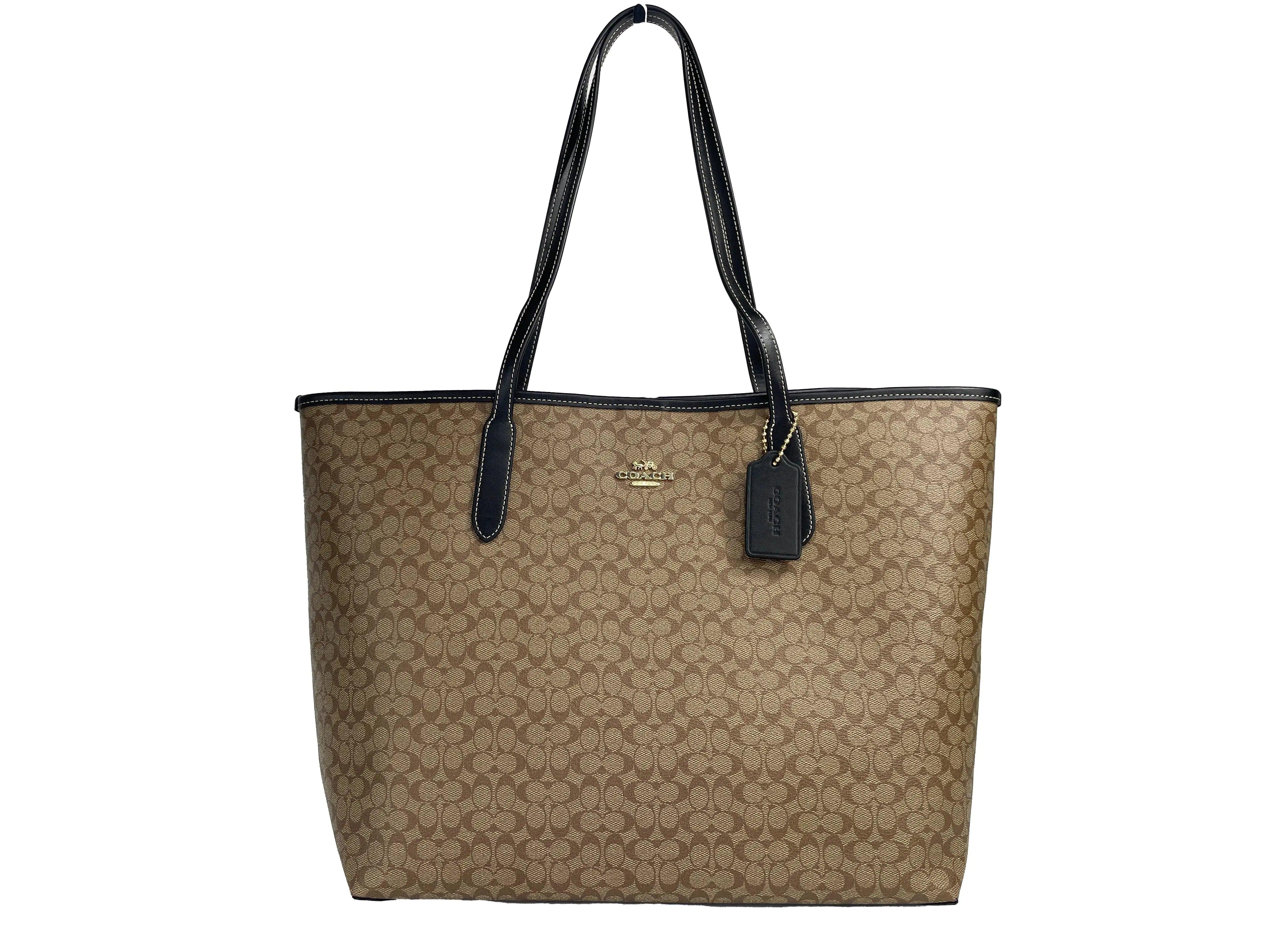 Coach (CJ942) Khaki Signature City Tote Bag Purse - Evallys.com # #