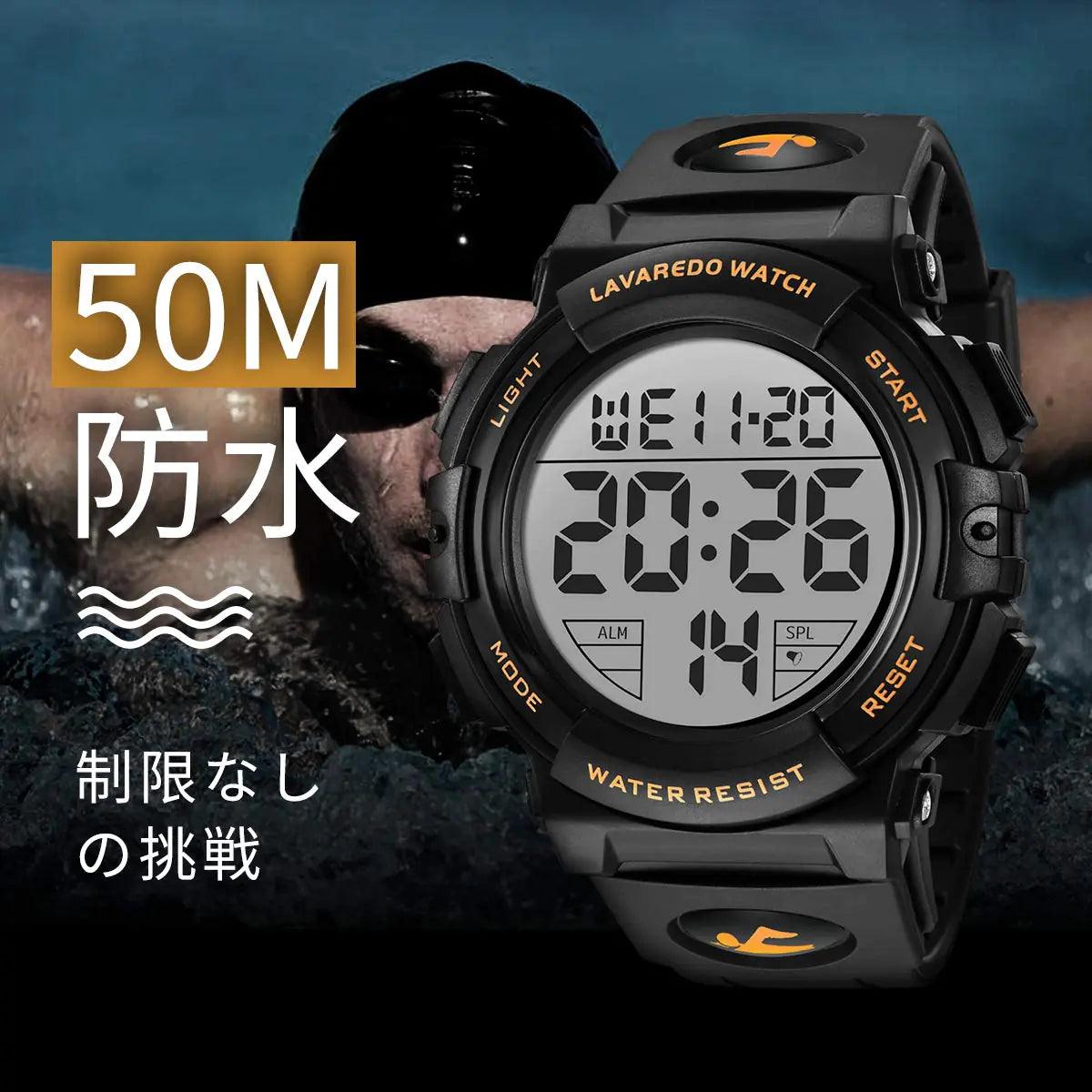 L LAVAREDO Mens Digital Watch Sports Military Watches Waterproof Outdoor Chronograph Wrist Watches for Men with LED Back Ligh/Alarm/Date 04-gold - Evallys.com # #