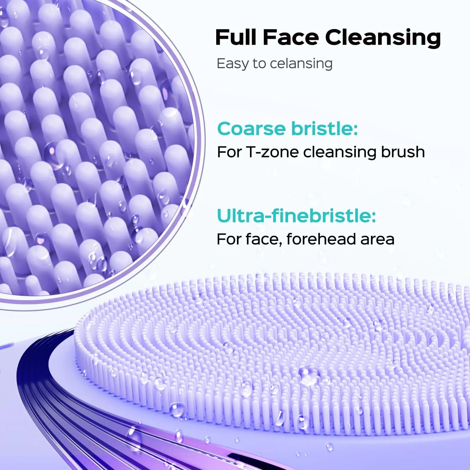 COSLUS Facial Cleansing Brush Face Scrubber : Silicone Waterproof Rechargeable Face Wash Brush, 5 Cleansing Modes, Electric Deep Cleaning for Men & Women, Removing Blackhead, Exfoliating, Massaging Purple - Evallys.com # #