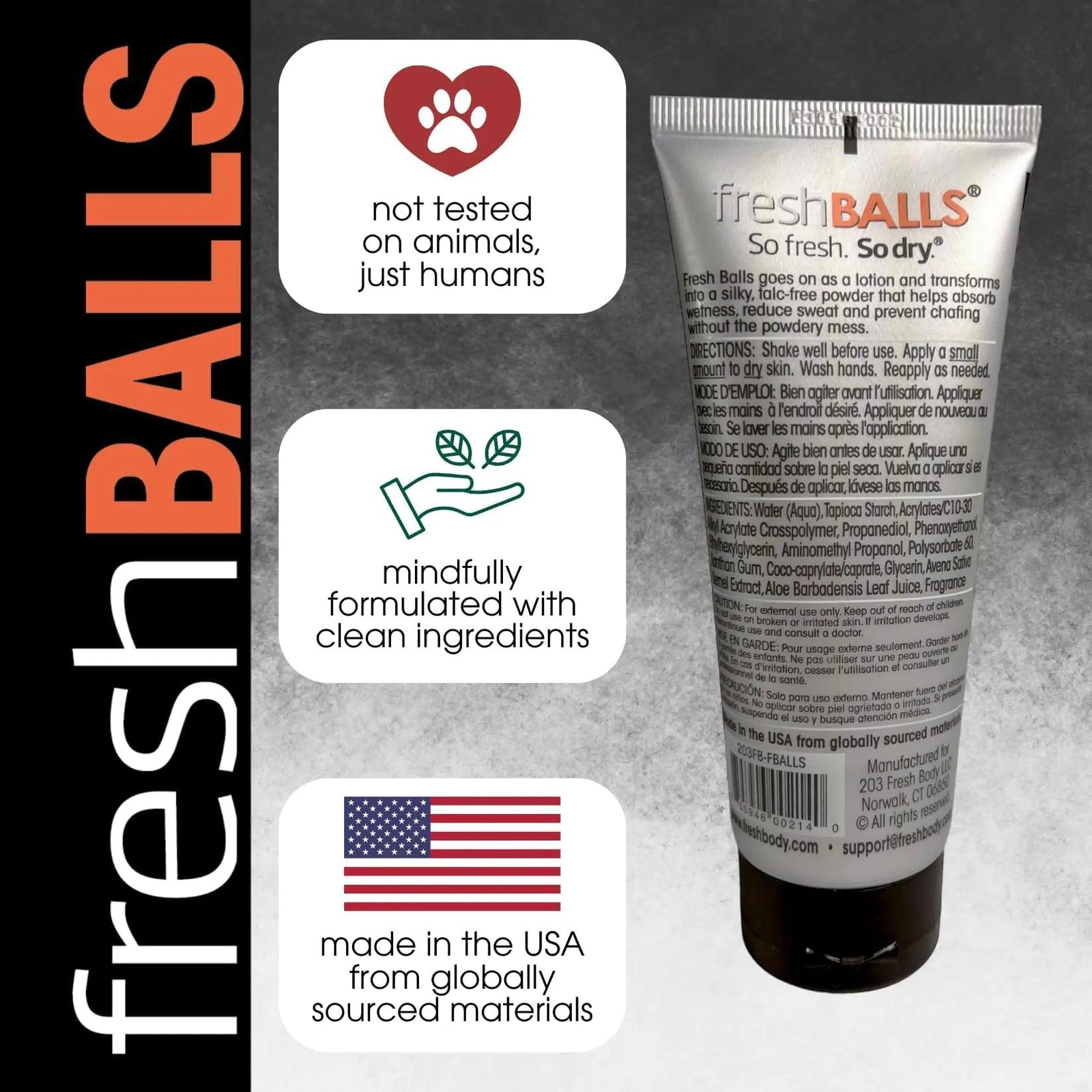 Fresh BALLS Lotion - Men's Anti-Chafing Soothing Cream to Powder - Ball Deodorant and Hygiene for Groin Area - The Original Anti Chafe Cream for Men, 3.4 fl oz 3.4 Fl Oz (Pack of 1) - Evallys.com # #