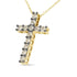 10K Yellow Gold Plated .925 Sterling Silver 1.00 Cttw Traditional Diamond Cross 18" Pendant Necklace (Champagne color, I2-I3 Clarity) - Evallys.com # #