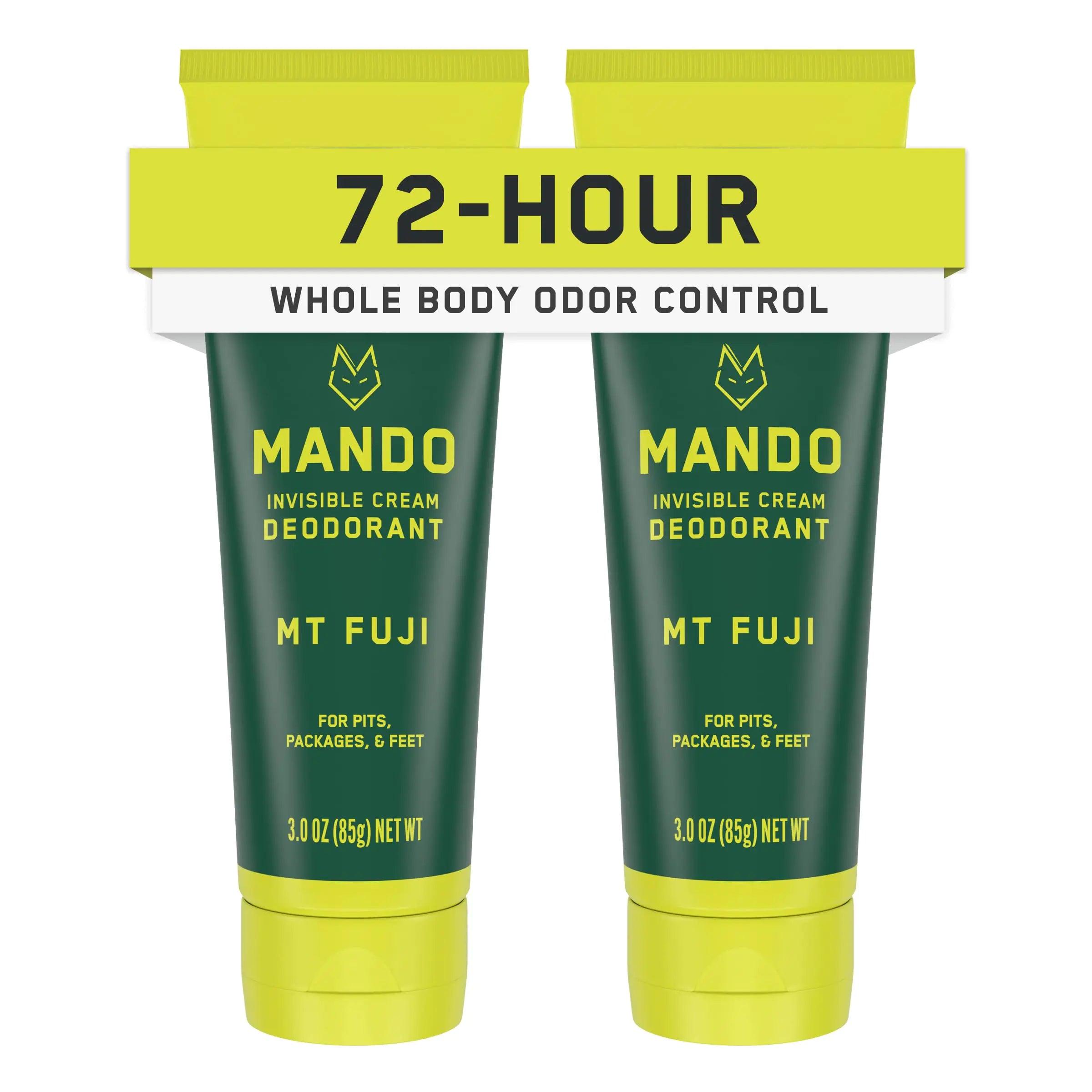 Mando Whole Body Deodorant For Men - Invisible Cream - 72 Hour Odor Control - Aluminum Free, Baking Soda Free, Skin Safe - 3 ounce (Pack of 2) - Mt Fuji 3 Ounce (Pack of 2) - Evallys.com # #