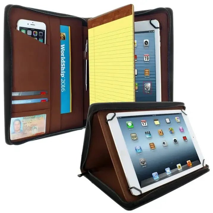 KHOMO Universal Tablet Pad Folio Zippered Case fits Tablets 8.5" up to 11" Inches - Black - Evallys.com