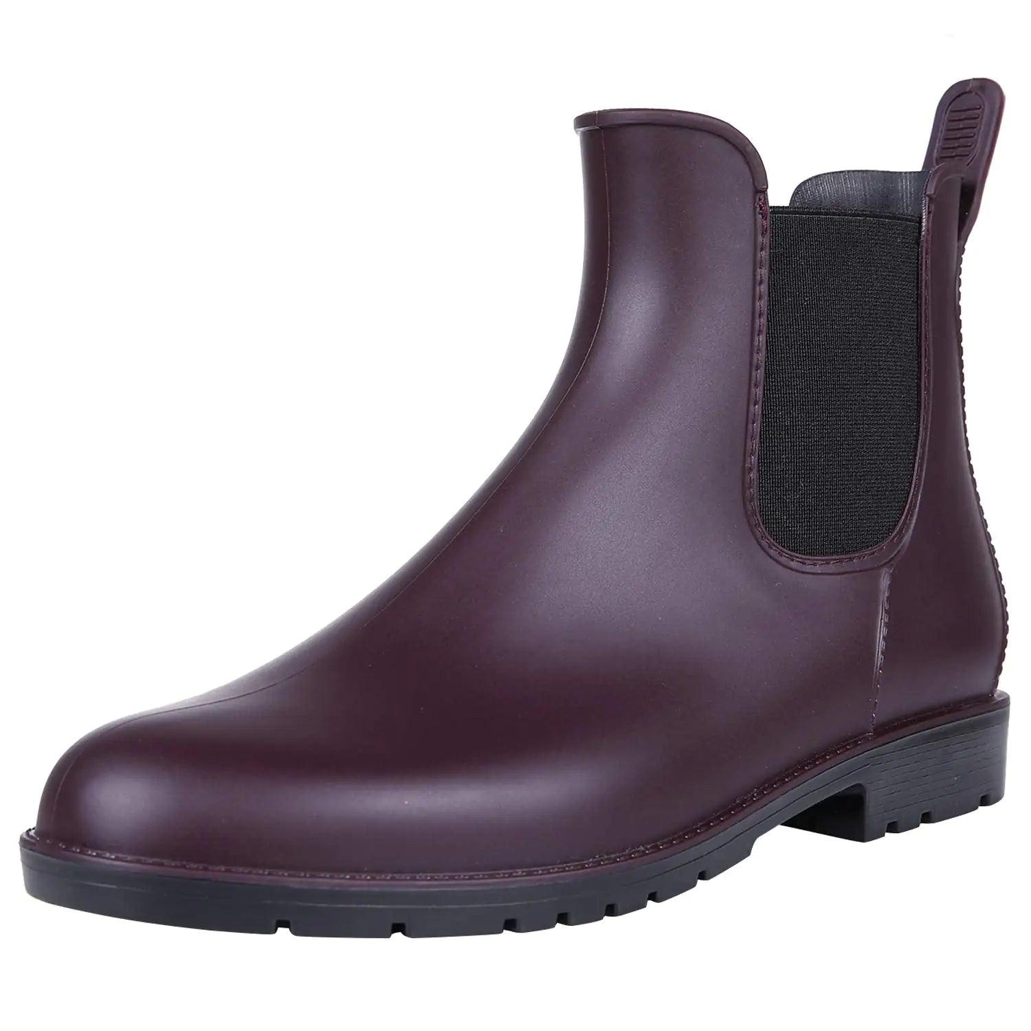 Asgard Women's Ankle Rain Boots Waterproof Chelsea Boots 12 Burgundy - Evallys.com # #