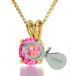 14k Yellow Gold Libra Necklace Zodiac Pendant 24k Gold Inscribed on Crystal - Evallys.com # #