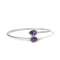 .925 Sterling Silver 8 x 5.5mm Pear Shape Amethyst  and Diamond Accent Halo Bypass Bangle Bracelet (H-I Color, SI1-SI2 Clarity)  - Fits up to 7" Inches - Evallys.com # #