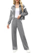 WIHOLL Lounge Sets for Women 2024 Zip Up Sweatshirt Wide Leg Sweatpants Casual 2 Piece Outfits Fashion Sweatsuits Tracksuit A Grey/White Medium - Evallys.com # #